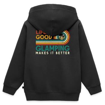 Das Leben Ist Gut Glamping Macht Es Besser - Kinder Premium Organic Zip Hoodie - Schwarz - Hinten - AI Model Kid Male (0cm)