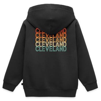 Cleveland (Ohio) - Sweat Premium à capuche zippé enfant bio - noir - Dos - AI Model Kid Male (0cm)