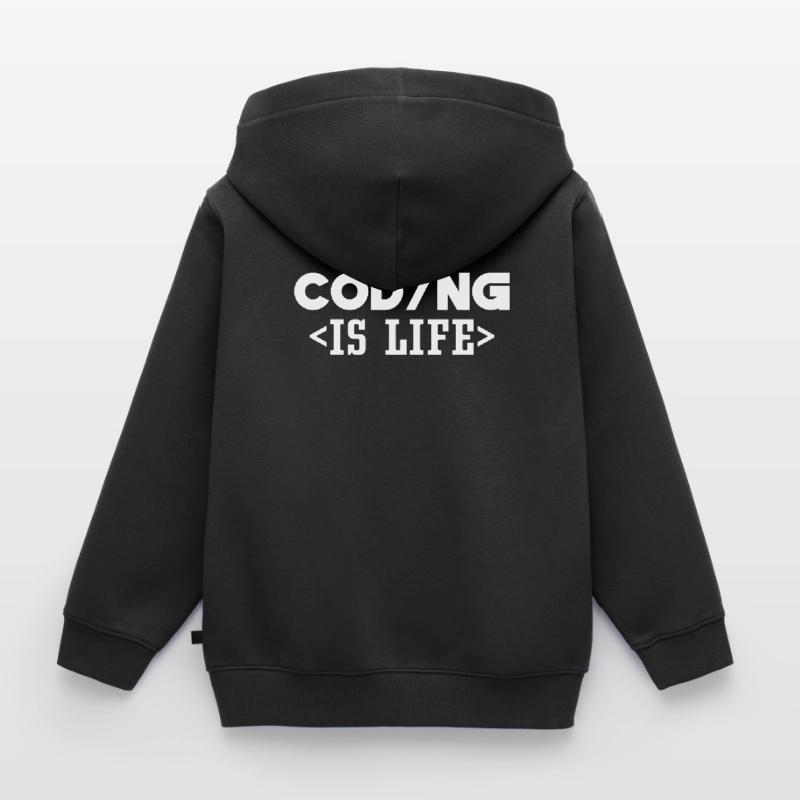Coding Ist Leben Code Programmierer Coder Kinder Premium Organic Zip Hoodie