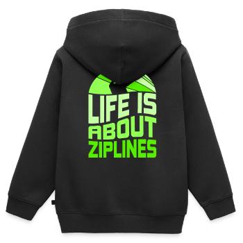 Das Leben Besteht Aus Seilrutschen Ziplining Sport - Kinder Premium Organic Zip Hoodie - Schwarz - Hinten - AI Model Kid Male (0cm)