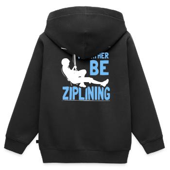 I'd Rather Be Ziplining Zipline Sport Seilrutsche - Kinder Premium Organic Zip Hoodie - Schwarz - Hinten - AI Model Kid Male (0cm)