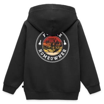 Futur propriétaire propriétaire propriétaire - Sweat Premium à capuche zippé enfant bio - noir - Dos - AI Model Kid Male (0cm)