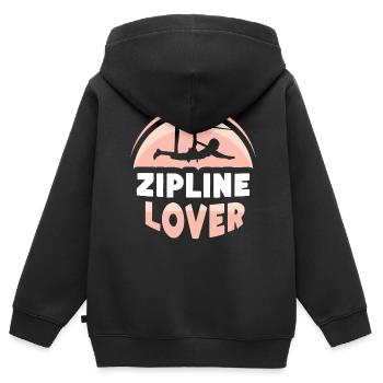 Zipline lover Zipline Zip line Ziplining - Kids Premium Organic Zip-up Hoodie - black - Back - AI Model Kid Male (0cm)
