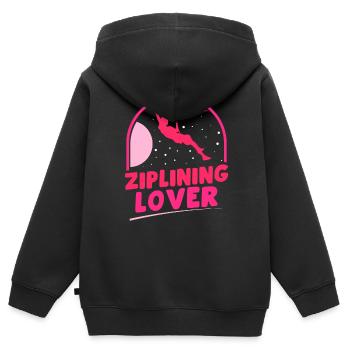 Ziplining lover zip line Sport Zipline - Kids Premium Organic Zip-up Hoodie - black - Back - AI Model Kid Male (0cm)