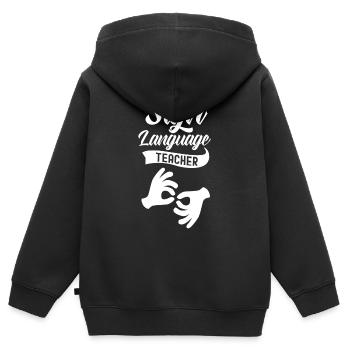 Gebärdensprache Lehrer Awareness Gestik Gebärden - Kinder Premium Organic Zip Hoodie - Schwarz - Hinten - AI Model Kid Male (0cm)
