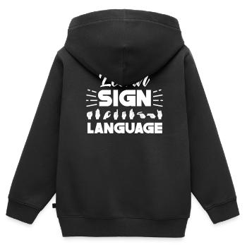 Gebärdensprache Lernen Awareness Gebärden Gestik - Kinder Premium Organic Zip Hoodie - Schwarz - Hinten - AI Model Kid Male (0cm)