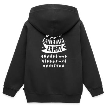 Gebärdensprache Experte Awareness Gestik Gebärden - Kinder Premium Organic Zip Hoodie - Schwarz - Hinten - AI Model Kid Male (0cm)