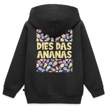 Dies das Ananas, lustige Ananas - Kinder Premium Organic Zip Hoodie - Schwarz - Hinten - AI Model Kid Male (0cm)