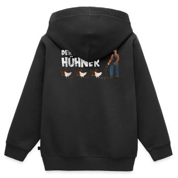 Der Herr der Hühner. Huhn - Kinder Premium Organic Zip Hoodie - Schwarz - Hinten - AI Model Kid Male (0cm)