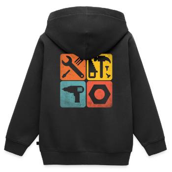 Werkzeuge - Kinder Premium Organic Zip Hoodie - Schwarz - Hinten - AI Model Kid Male (0cm)