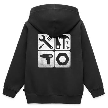 Werkzeug-Werkzeuge - Kinder Premium Organic Zip Hoodie - Schwarz - Hinten - AI Model Kid Male (0cm)