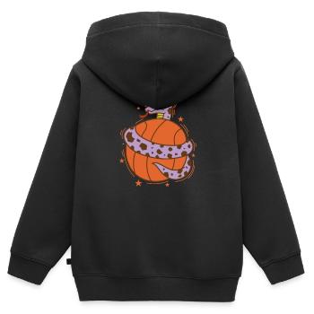 Schlange mit Basketball Reptil Tier Zoo - Kinder Premium Organic Zip Hoodie - Schwarz - Hinten - AI Model Kid Male (0cm)