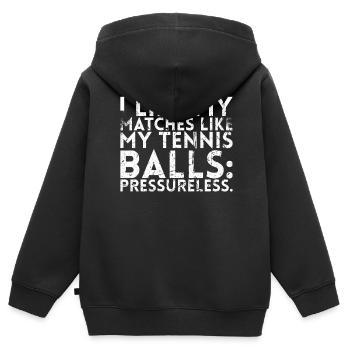 Ich Mag Meine Streichhölzer Wie Meine Tennisbälle - Kinder Premium Organic Zip Hoodie - Schwarz - Hinten - AI Model Kid Male (0cm)