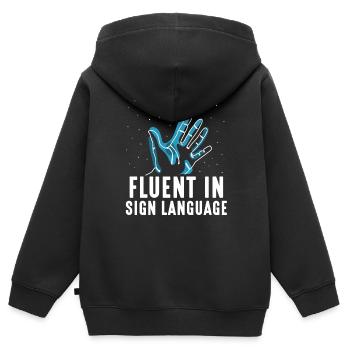Fließend In Gebärdensprache Gebärden Awareness - Kinder Premium Organic Zip Hoodie - Schwarz - Hinten - AI Model Kid Male (0cm)
