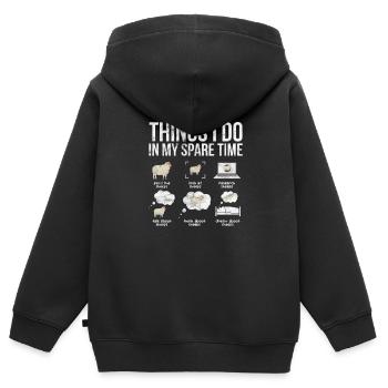 Moutons Élevage Élevage Mouton Chèvre Cadeau - Sweat Premium à capuche zippé enfant bio - noir - Dos - AI Model Kid Male (0cm)