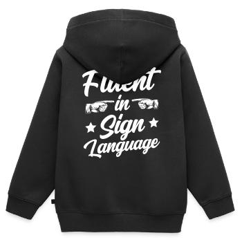 Fließend In Gebärdensprache Gebärden Awareness - Kinder Premium Organic Zip Hoodie - Schwarz - Hinten - AI Model Kid Male (0cm)
