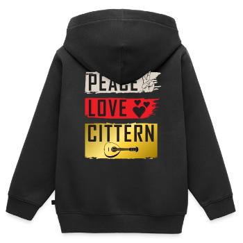 Peace Love Cittern Irish Step danse - Sweat Premium à capuche zippé enfant bio - noir - Dos - AI Model Kid Male (0cm)