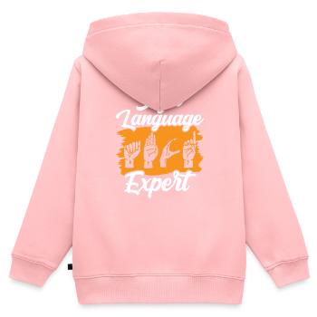 Gebärdensprache Experte Gestik Gebärden Awareness - Kinder Premium Organic Zip Hoodie - Rosa - Hinten - AI Model Kid Female (0cm)