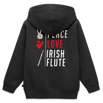 Peace Love Irish Flute Leprechaun Flute - Kinder Premium Organic Zip Hoodie - Schwarz - Hinten - AI Model Kid Male (0cm)