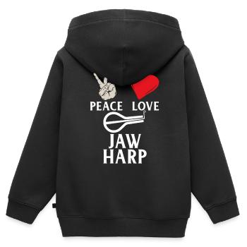 Peace Love Jaw Harp Music Instrument - Kids Premium Organic Zip-up Hoodie - black - Back - AI Model Kid Male (0cm)