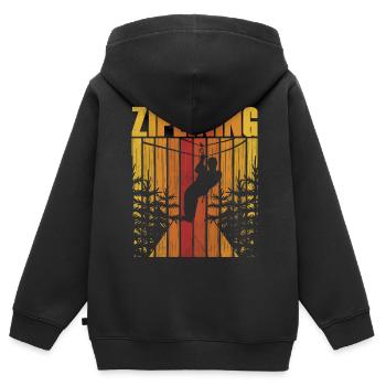 Ziplining Sprüche Seilrutsche Zipline Sport - Kinder Premium Organic Zip Hoodie - Schwarz - Hinten - AI Model Kid Male (0cm)