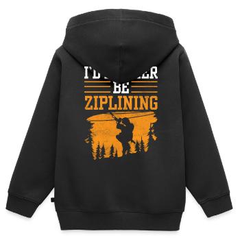 I'd Rather Be Ziplining Zipline Seilrutsche Sport - Kinder Premium Organic Zip Hoodie - Schwarz - Hinten - AI Model Kid Male (0cm)