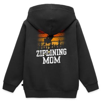 Ziplining Mama Sport Sayings Zipline Zipline Zip Line - Kids Premium Organic Zip-up Hoodie - black - Back - AI Model Kid Male (0cm)