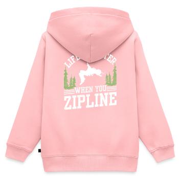 Das Leben Ist Besser Wenn Man Zipline Fährt Sport - Kinder Premium Organic Zip Hoodie - Rosa - Hinten - AI Model Kid Female (0cm)