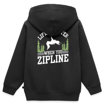 La vie est meilleure quand vous faites du sport en tyrolienne - Sweat Premium à capuche zippé enfant bio - noir - Dos - AI Model Kid Male (0cm)