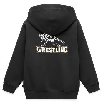Lutteur Lutteur Lutte Lutte Lutte - Sweat Premium à capuche zippé enfant bio - noir - Dos - AI Model Kid Male (0cm)