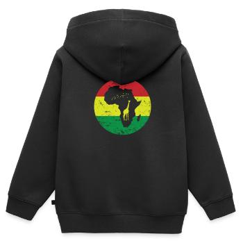 Giraffe Umriss Afrika Kontinent Karte - Kinder Premium Organic Zip Hoodie - Schwarz - Hinten - AI Model Kid Male (0cm)