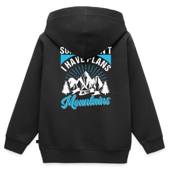 Je ne peux malheureusement pas avoir de projets en montagne - Sweat Premium à capuche zippé enfant bio - noir - Dos - AI Model Kid Male (0cm)