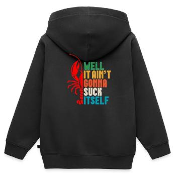 Languste - Kinder Premium Organic Zip Hoodie - Schwarz - Hinten - AI Model Kid Male (0cm)