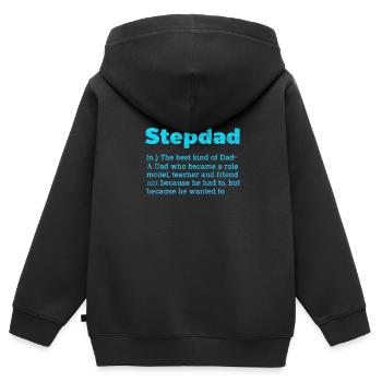 Stiefvater - Kinder Premium Organic Zip Hoodie - Schwarz - Hinten - AI Model Kid Male (0cm)