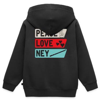 Peace Love Ney Flûte Instrument de musique - Sweat Premium à capuche zippé enfant bio - noir - Dos - AI Model Kid Male (0cm)