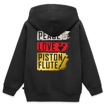 Peace Love Piston Flute Slide Whistle - Kinder Premium Organic Zip Hoodie - Schwarz - Hinten - AI Model Kid Male (0cm)