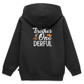 Frères - Sweat Premium à capuche zippé enfant bio - noir - Dos - AI Model Kid Male (0cm)