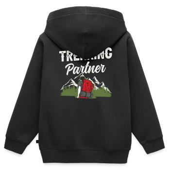 Trekking Partenaire Randonneur - Sweat Premium à capuche zippé enfant bio - noir - Dos - AI Model Kid Male (0cm)