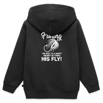 Angler - Kinder Premium Organic Zip Hoodie - Schwarz - Hinten - AI Model Kid Male (0cm)