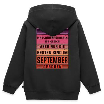 Geburtstag September geboren Anlagen und - Kinder Premium Organic Zip Hoodie - Schwarz - Hinten - AI Model Kid Male (0cm)