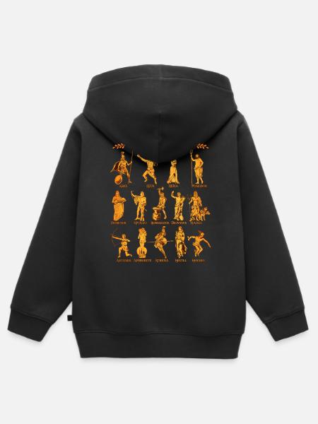 Gods of Greek mythology - Kids Premium Organic Zip-up Hoodie - black