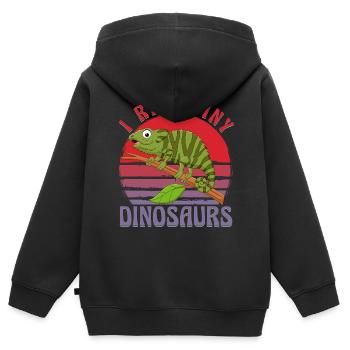 Je lève de minuscules dinosaures - Sweat Premium à capuche zippé enfant bio - noir - Dos - AI Model Kid Male (0cm)