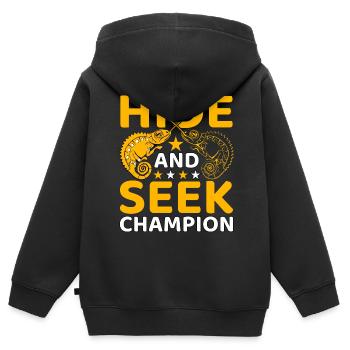 Hide and seek Champion - Kids Premium Organic Zip-up Hoodie - black - Back - AI Model Kid Male (0cm)