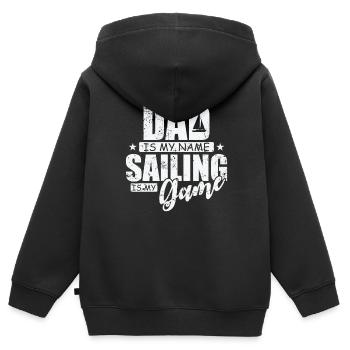 Papa est mon nom, la voile est mon jeu, Segeln - Sweat Premium à capuche zippé enfant bio - noir - Dos - AI Model Kid Male (0cm)
