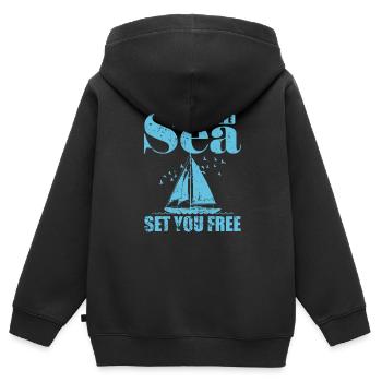Laissez la mer vous mettre gratuitement au sport de voilier - Sweat Premium à capuche zippé enfant bio - noir - Dos - AI Model Kid Male (0cm)