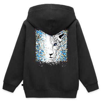 Cooles Animal Print - Kinder Premium Organic Zip Hoodie - Schwarz - Hinten - AI Model Kid Male (0cm)