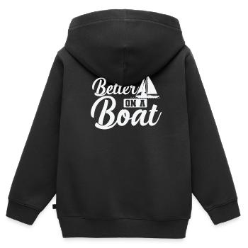 La vie est meilleure sur un bateau de sport de voilier - Sweat Premium à capuche zippé enfant bio - noir - Dos - AI Model Kid Male (0cm)