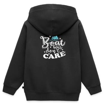 Boat Hair ne se soucie pas du sport de voilier - Sweat Premium à capuche zippé enfant bio - noir - Dos - AI Model Kid Male (0cm)