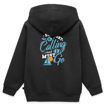 Mon voilier m’appelle Je dois y aller Voile - Sweat Premium à capuche zippé enfant bio - noir - Dos - AI Model Kid Male (0cm)