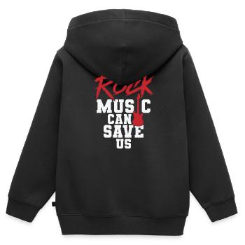 Only Rock Music can Save us Genre Gitarre - Kinder Premium Organic Zip Hoodie - Schwarz - Hinten - AI Model Kid Male (0cm)